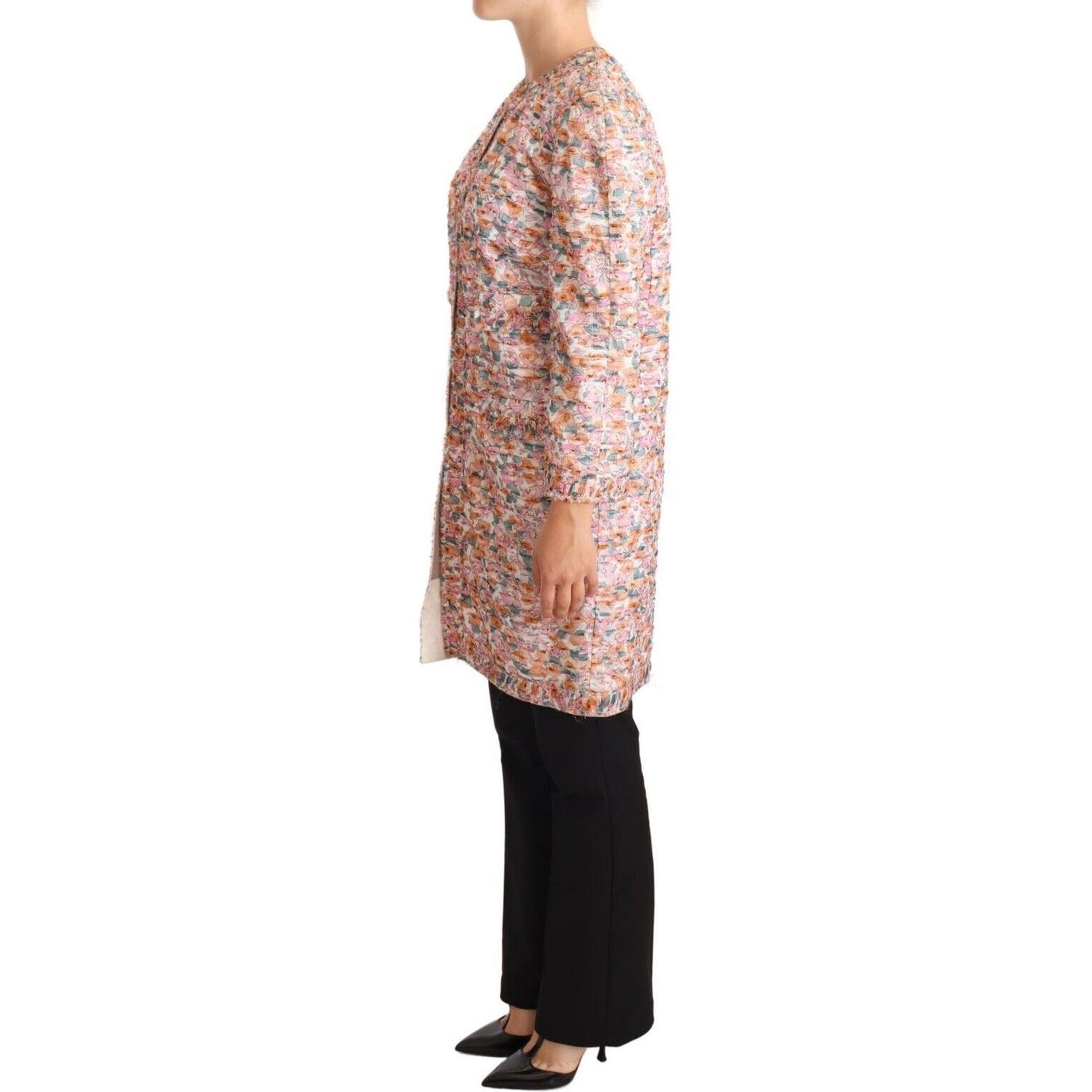 Dolce & Gabbana Elegant Floral Silk Trench Coat WOMAN COATS & JACKETS Dolce & Gabbana Rosy Brown