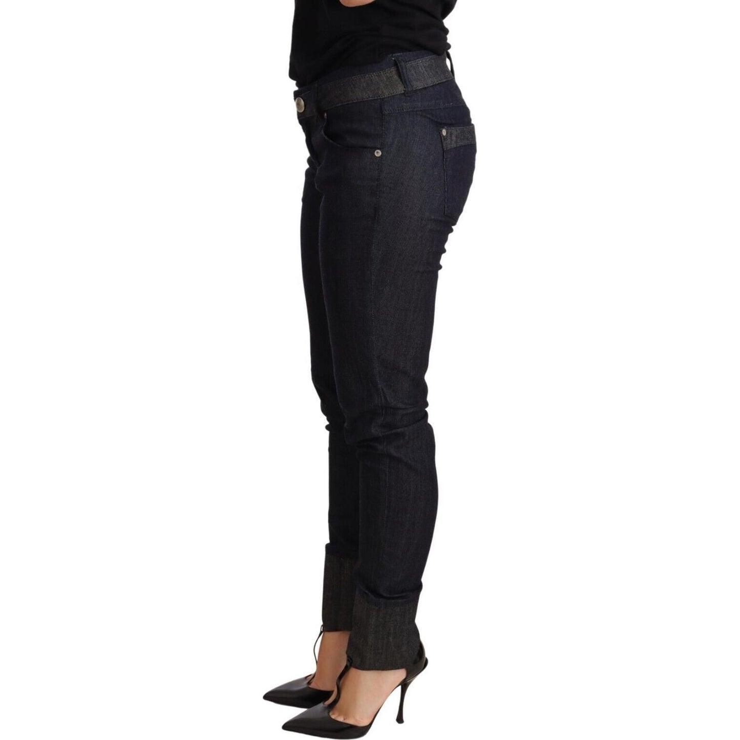 Ermanno Scervino Chic Dark Blue Skinny Trouser Jeans Jeans & Pants Ermanno Scervino Black