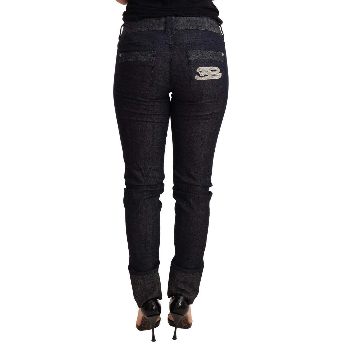 Ermanno Scervino Chic Dark Blue Skinny Trouser Jeans Jeans & Pants Ermanno Scervino Black