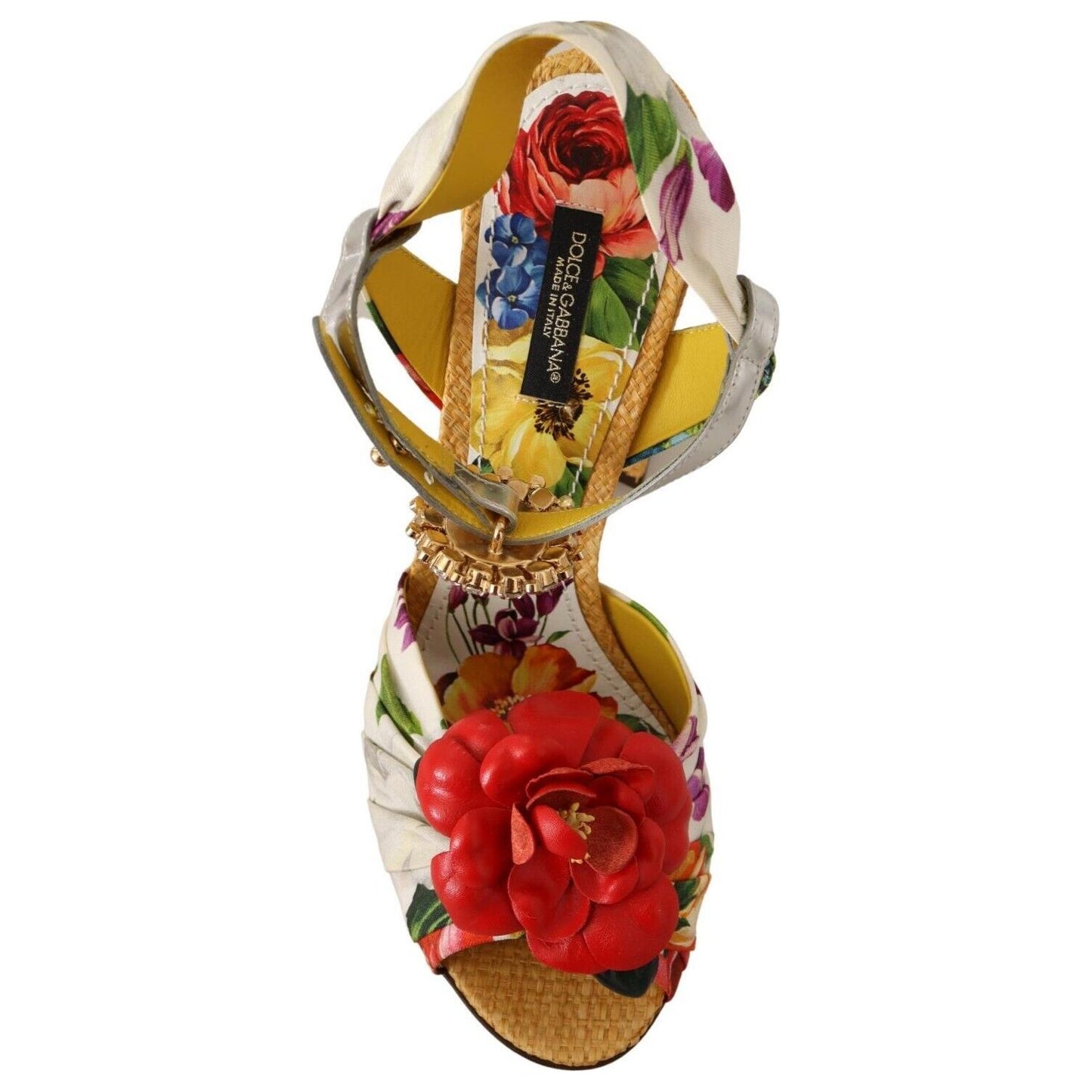 Dolce & Gabbana Multicolor Crystal Embellished Heel Sandals HIGH HEEL SANDALS Dolce & Gabbana Saddle Brown