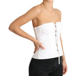 Dolce & Gabbana White PALERMO Bustier Cotton Top Corset TSH3408 - 40