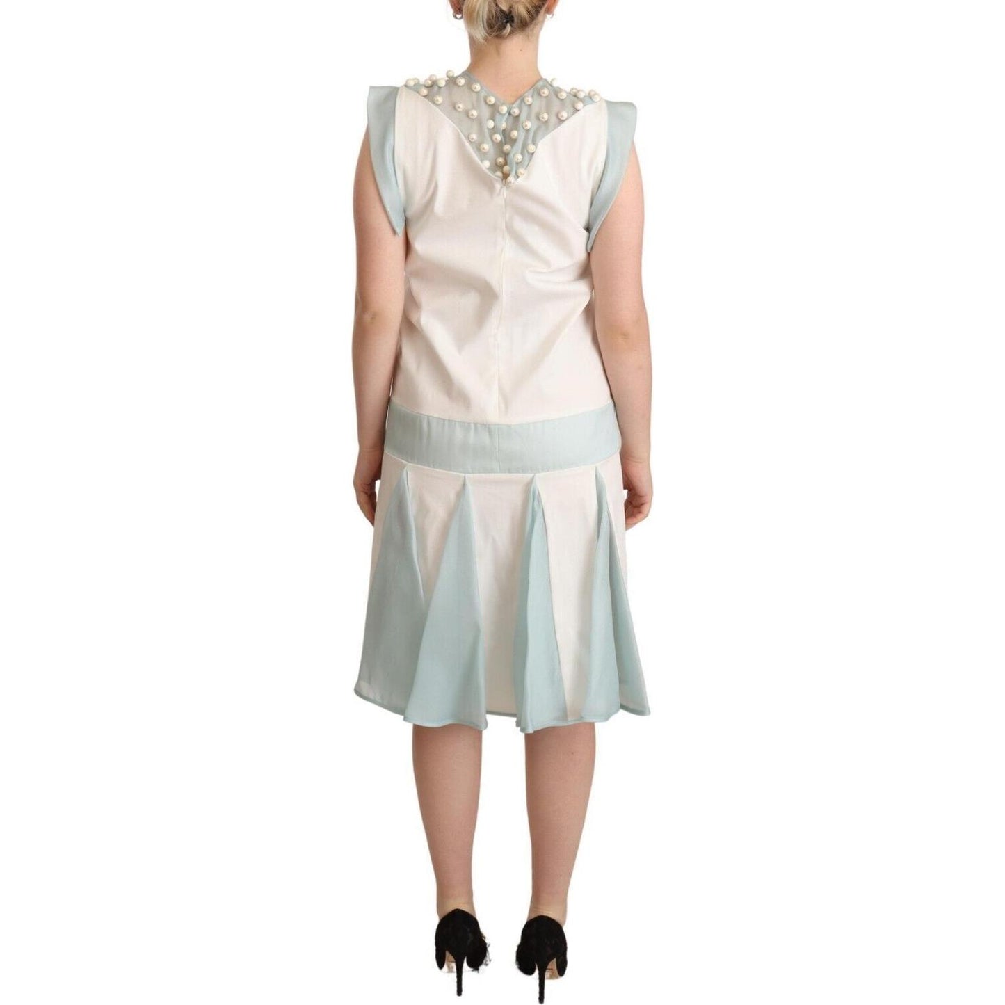 Sergei Grinko Embroidered Pearl Shift Dress Distinction WOMAN DRESSES Sergei Grinko Light Gray