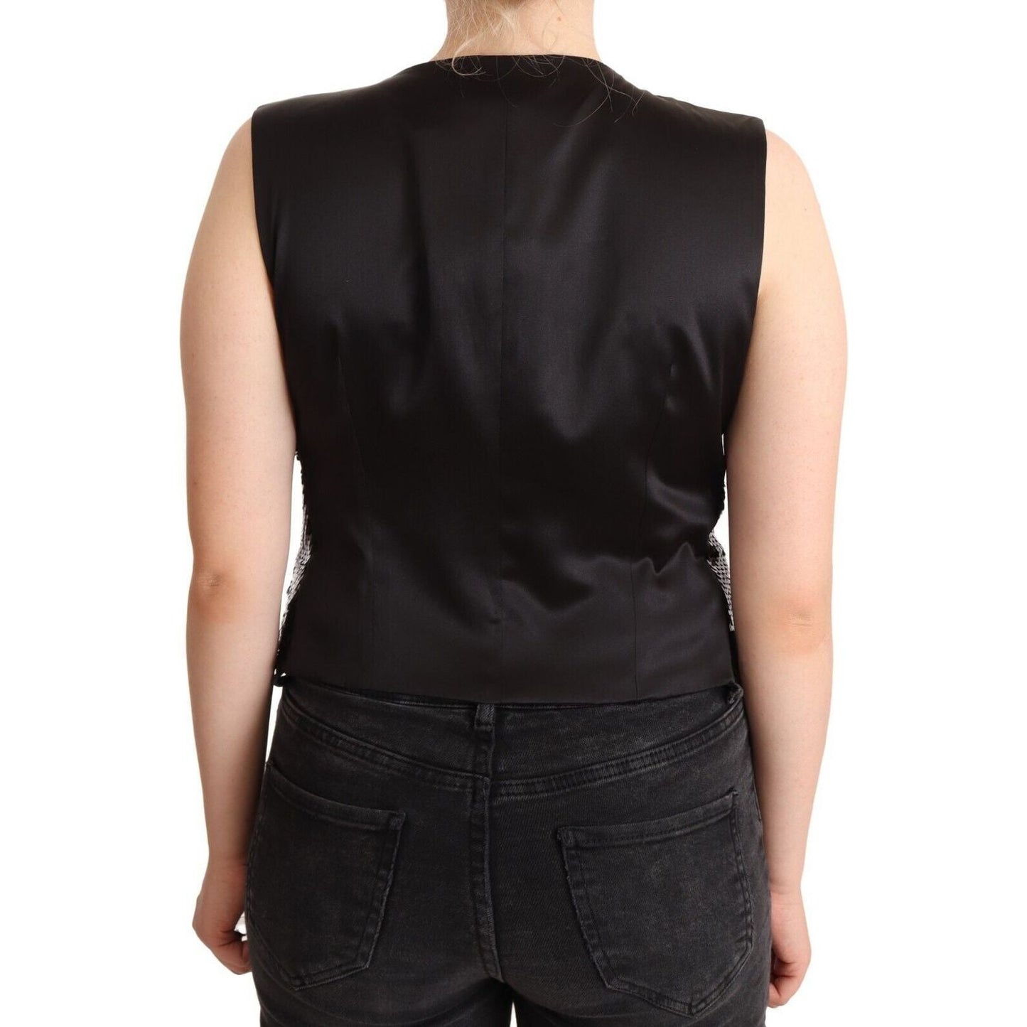 Dolce & Gabbana Elegant Black Sequined Sleeveless Vest Top WOMAN TOPS AND SHIRTS Dolce & Gabbana Tan