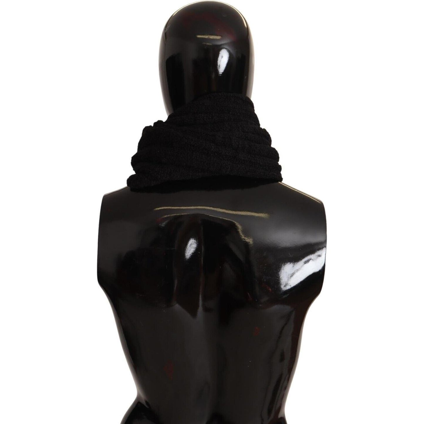 Dolce & Gabbana Elegance Unleashed Black Wool Scarf Dolce & Gabbana Black