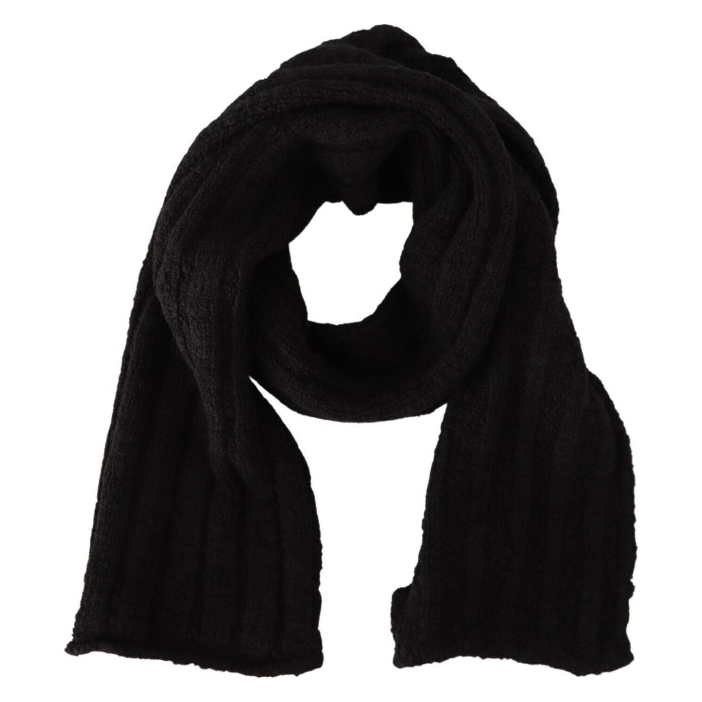Dolce & Gabbana Elegance Unleashed Black Wool Scarf Dolce & Gabbana Black
