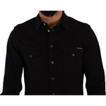 Dolce & Gabbana Black Slim Cotton Denim Stretch Shirt TSH7564- 39
