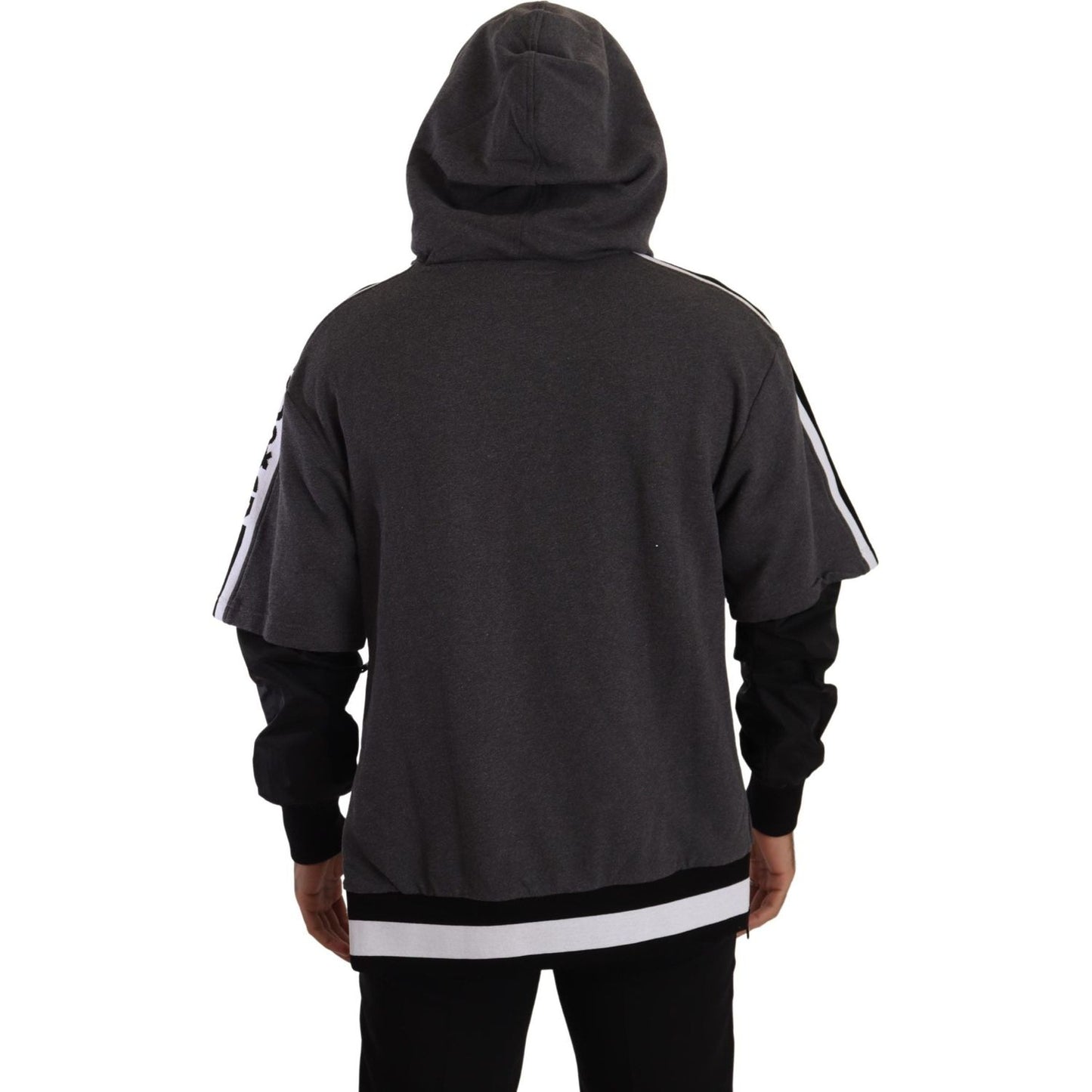 Dolce & Gabbana Elegant Hooded Black & Gray Pullover Sweatshirt Dolce & Gabbana Dark Slate Gray