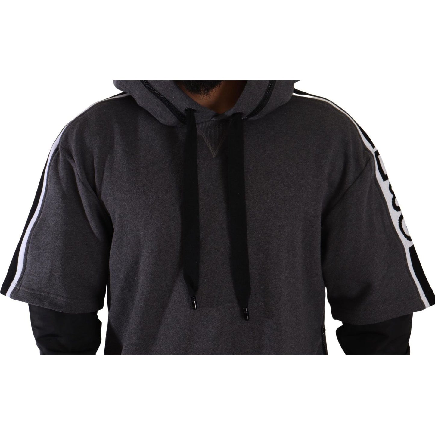 Dolce & Gabbana Elegant Hooded Black & Gray Pullover Sweatshirt Dolce & Gabbana Dark Slate Gray