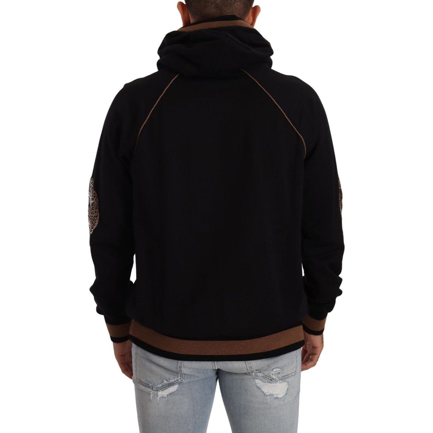 Dolce & Gabbana Chic Leopard Motive Hooded Sweater Dolce & Gabbana Black