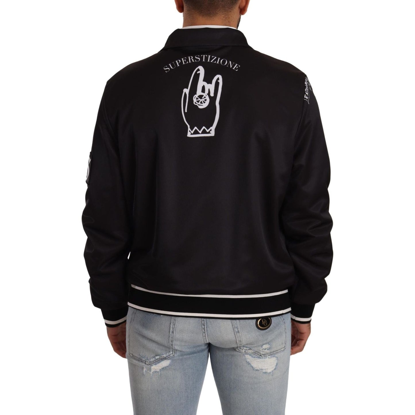 Dolce & Gabbana Stunning Superstizione Zip Sweater Dolce & Gabbana Black