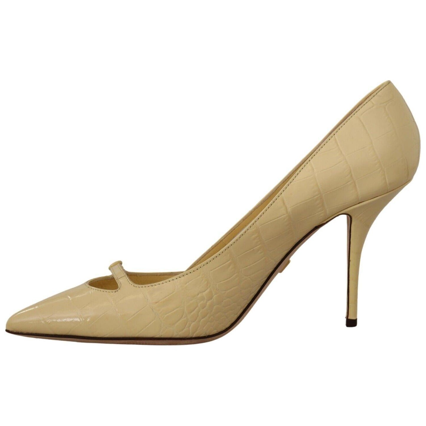 Dolce & Gabbana Chic Pointed Toe Leather Pumps in Sunshine Yellow Dolce & Gabbana Dark Khaki