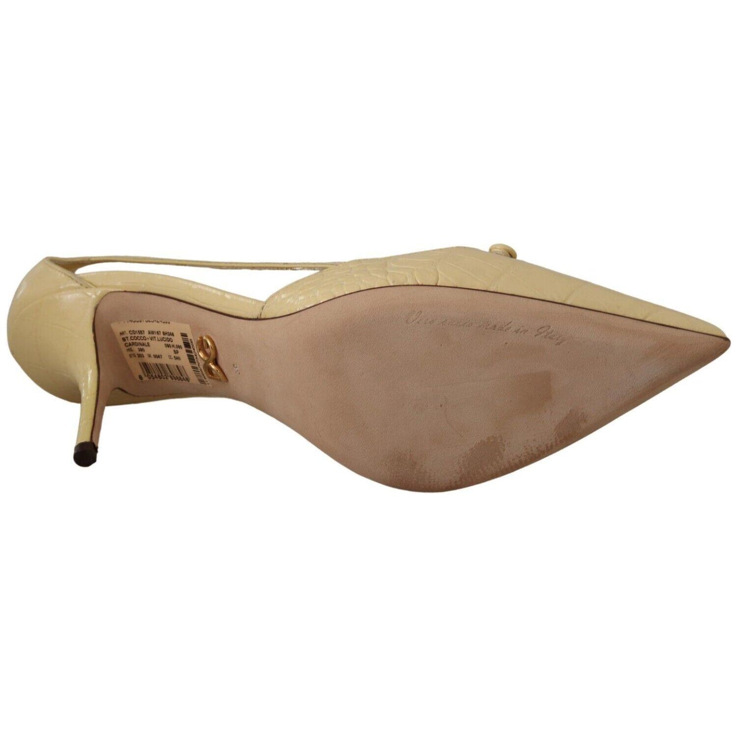 Dolce & Gabbana Chic Pointed Toe Leather Pumps in Sunshine Yellow Dolce & Gabbana Rosy Brown