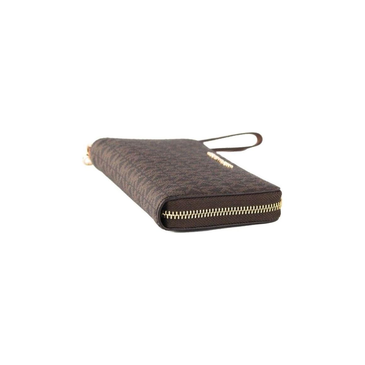 Michael Kors Jet Set Large Brown Signature PVC Flat Multifunction Wrist Wallet Michael Kors Dim Gray