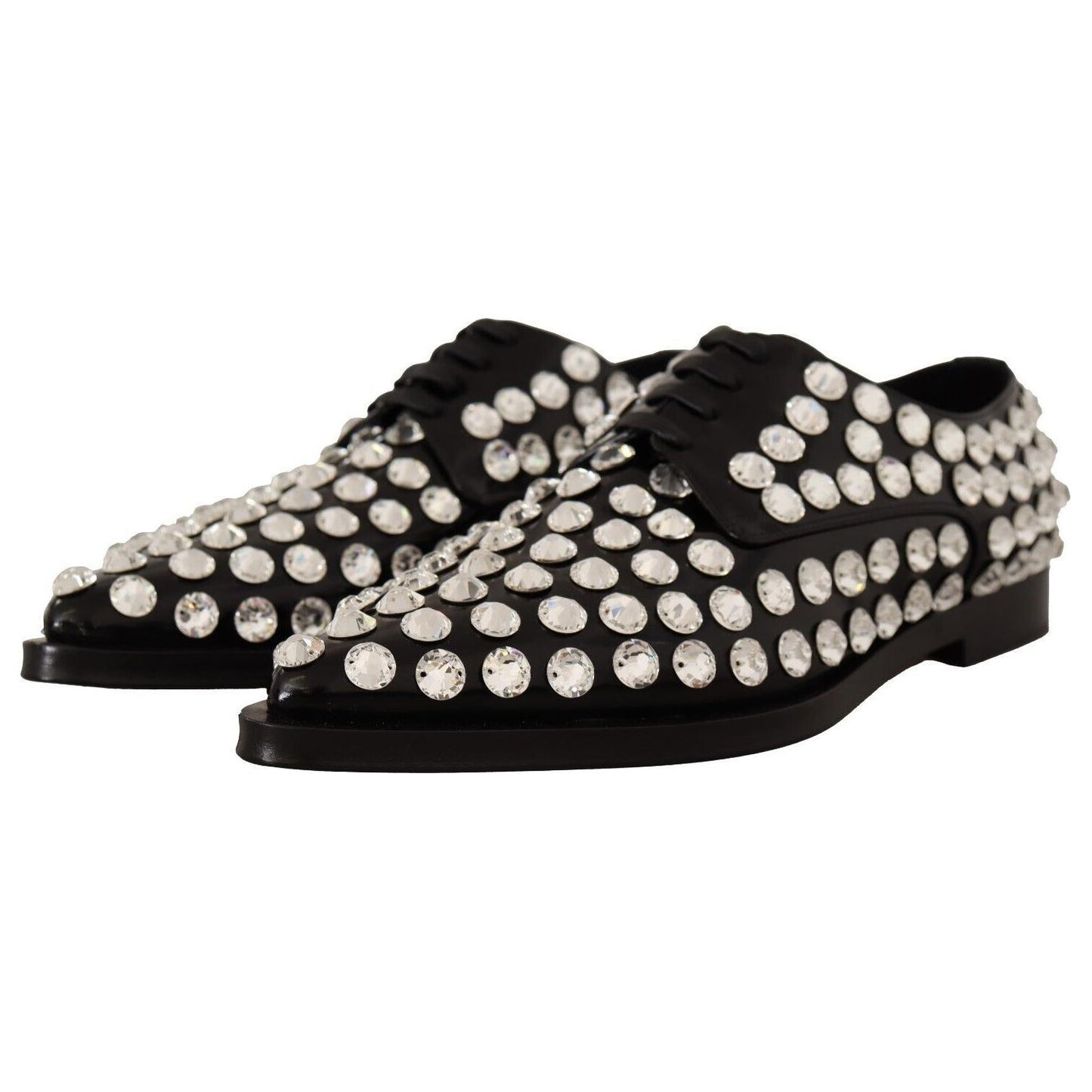 Dolce & Gabbana Crystal-Embellished Leather Formal Flats Dolce & Gabbana Black