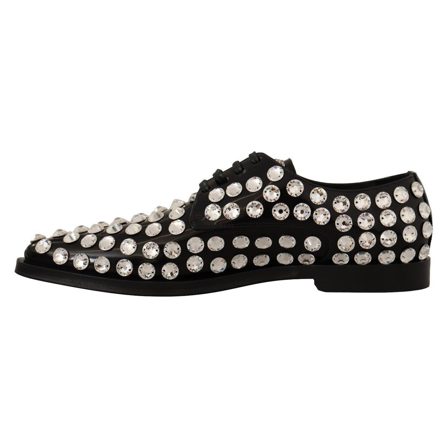 Dolce & Gabbana Crystal-Embellished Leather Formal Flats Dolce & Gabbana Black