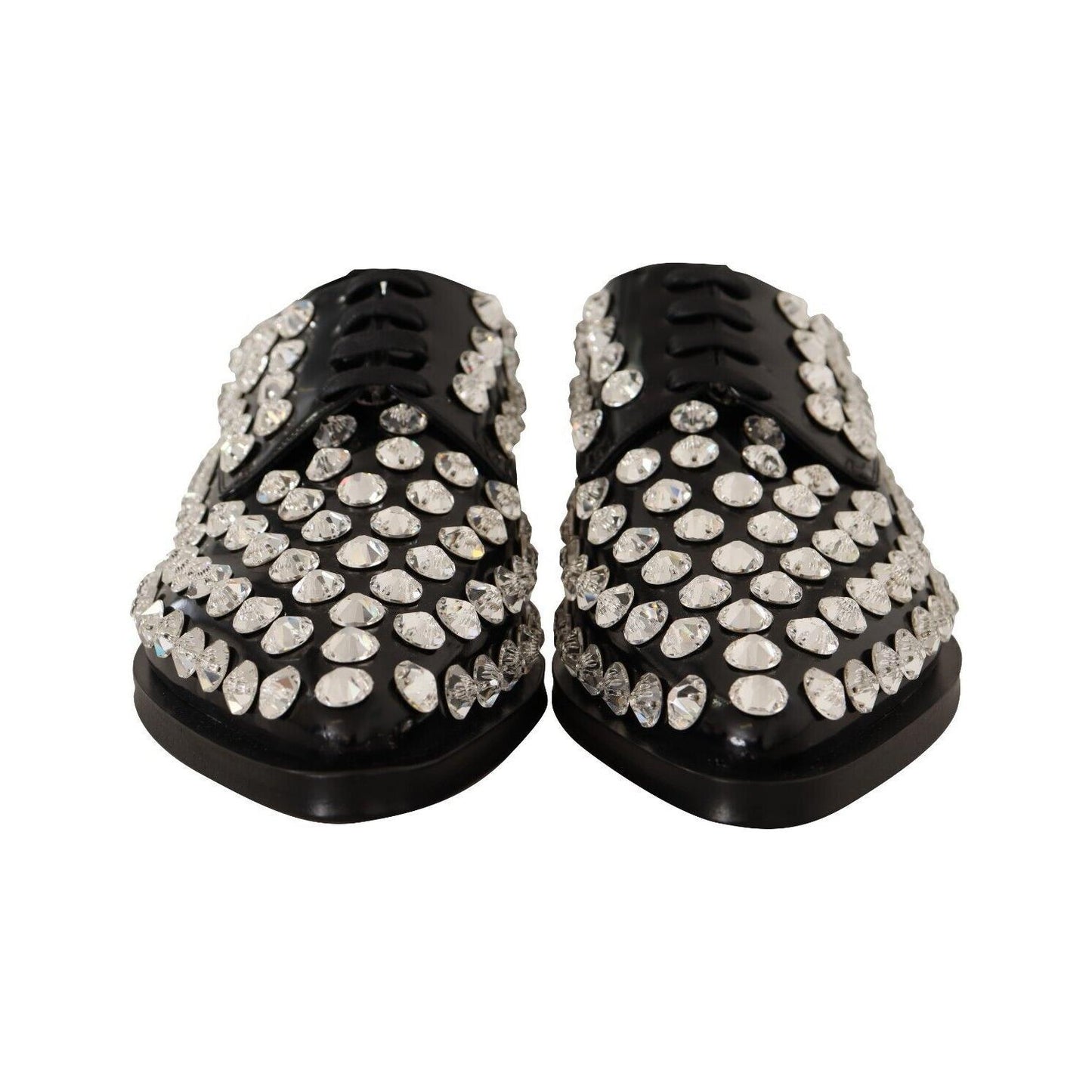 Dolce & Gabbana Crystal-Embellished Leather Formal Flats Dolce & Gabbana Gray