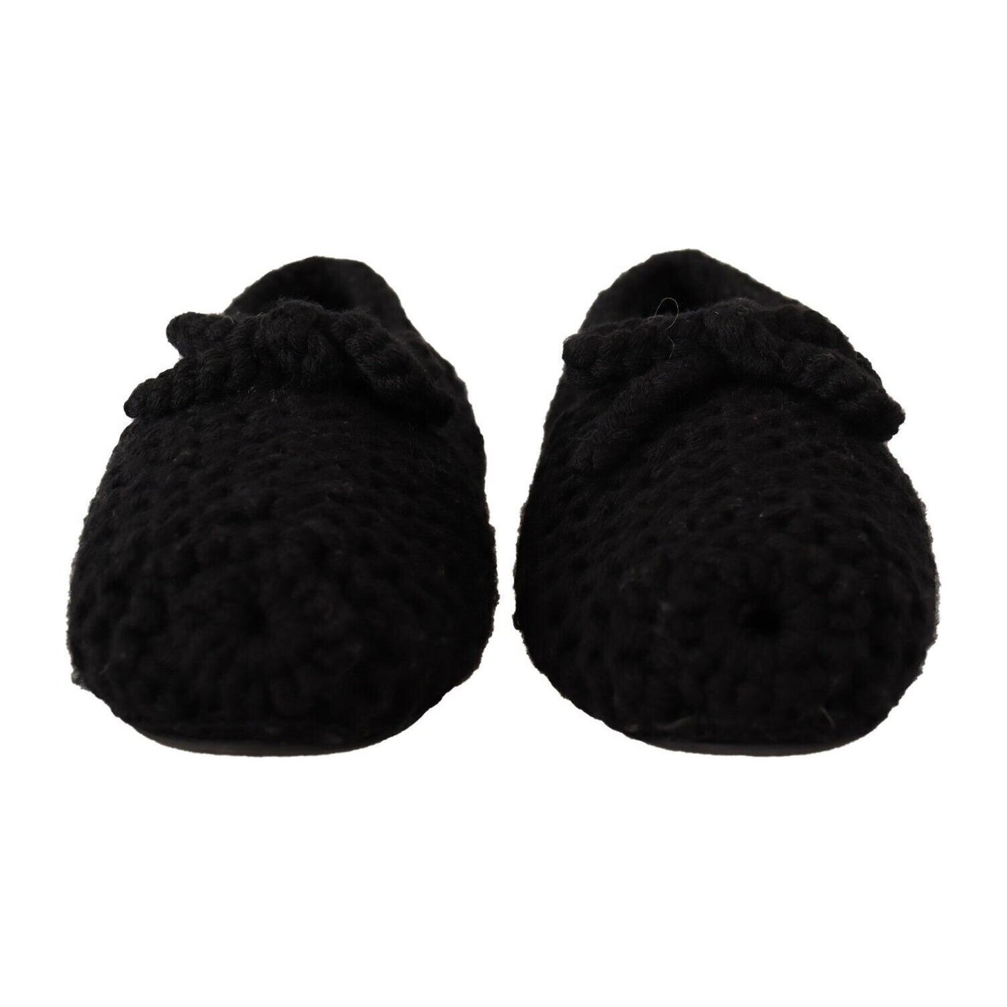 Dolce & Gabbana Elegant Black Wool Knit Ballet Flats Dolce & Gabbana Black