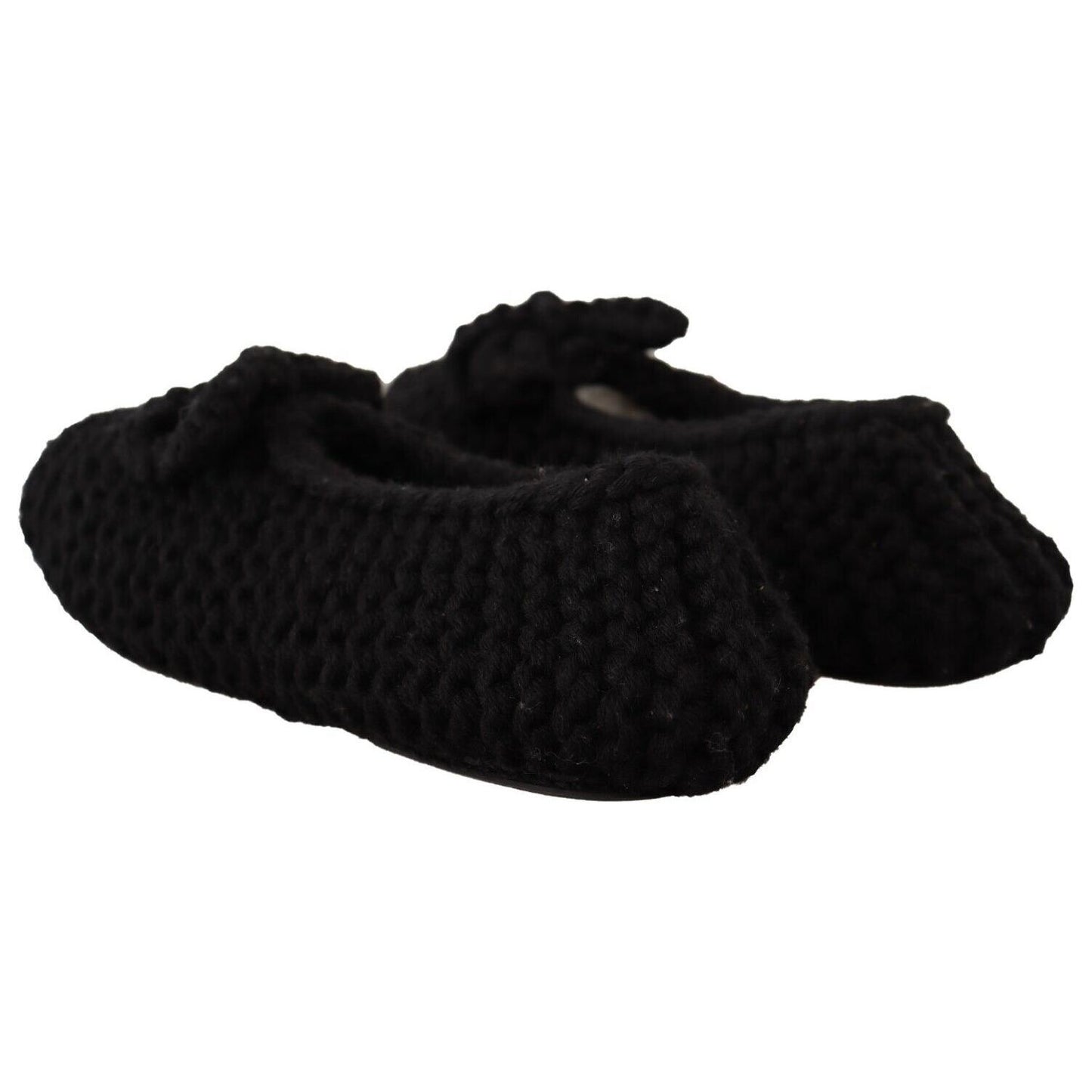 Dolce & Gabbana Elegant Black Wool Knit Ballet Flats Dolce & Gabbana Black