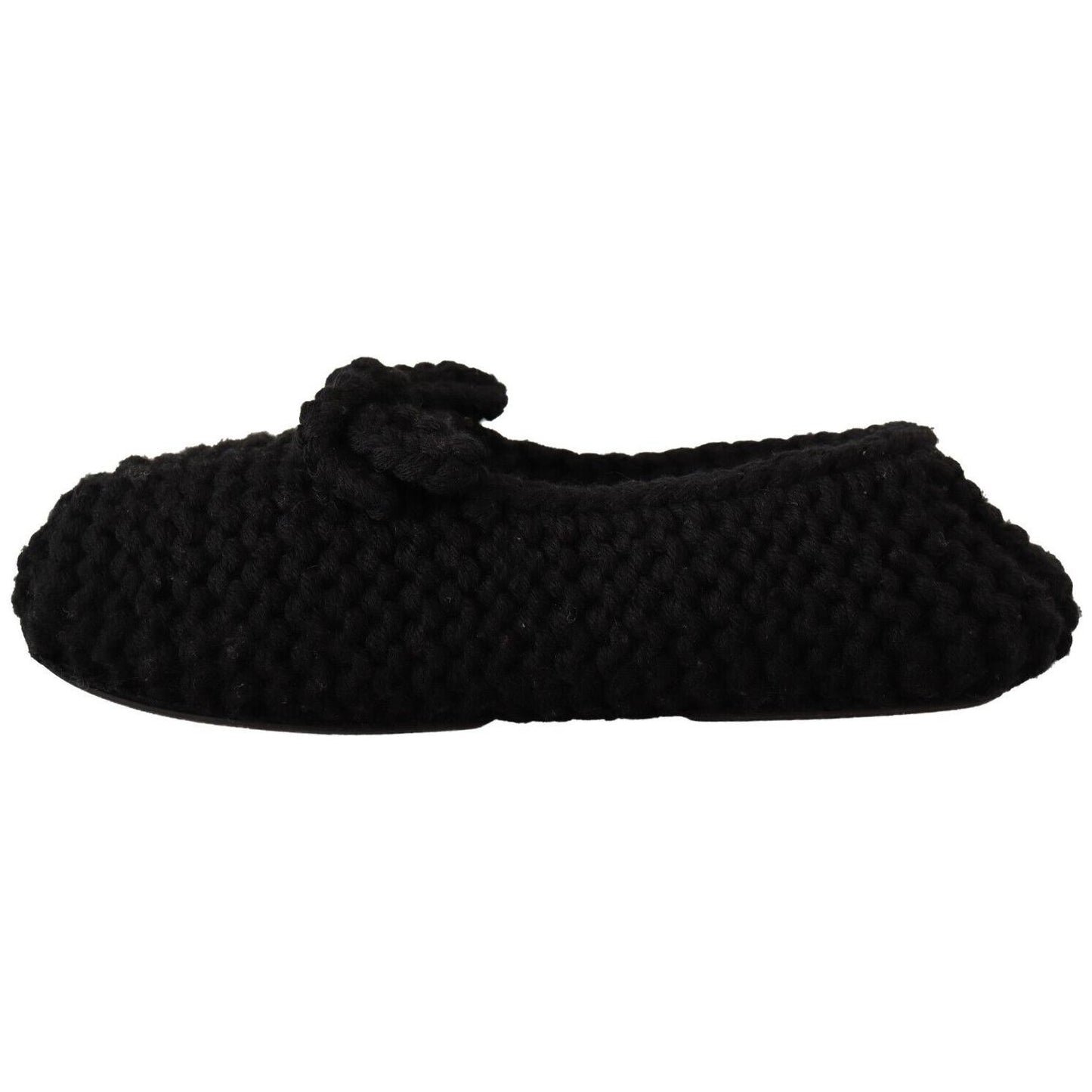 Dolce & Gabbana Elegant Black Wool Knit Ballet Flats Dolce & Gabbana Black