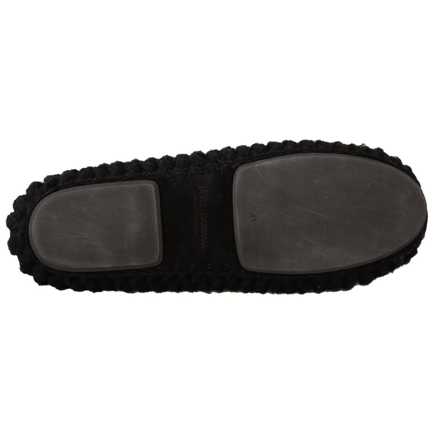 Dolce & Gabbana Elegant Black Wool Knit Ballet Flats Dolce & Gabbana Dark Slate Gray