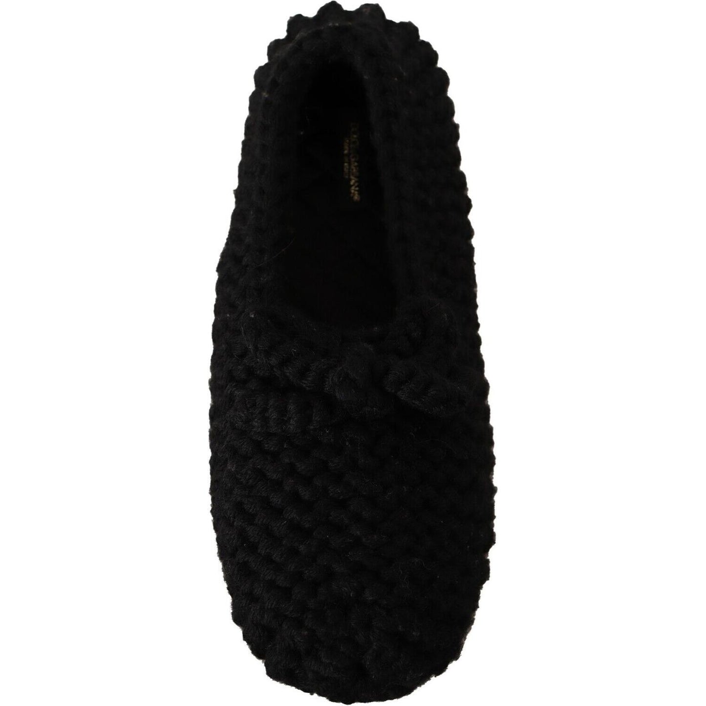 Dolce & Gabbana Elegant Black Wool Knit Ballet Flats Dolce & Gabbana Black