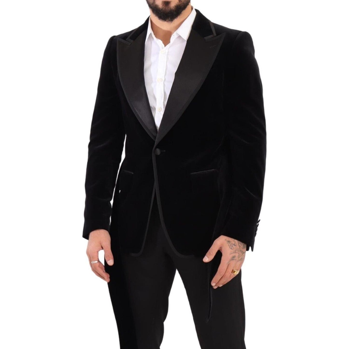 Dolce & Gabbana Elegant Single Breasted Velvet Blazer Dolce & Gabbana Black