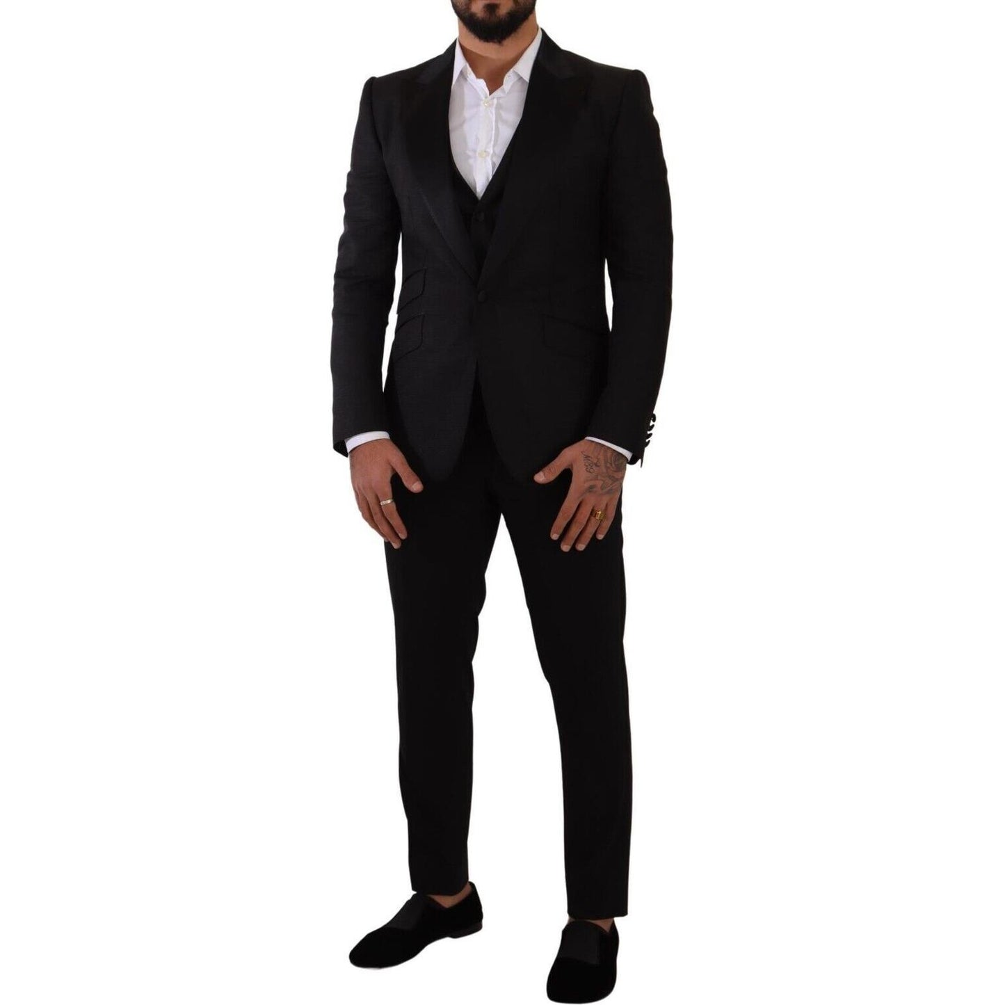 Dolce & Gabbana Sicilia Slim Fit Black Suit Ensemble Dolce & Gabbana Black