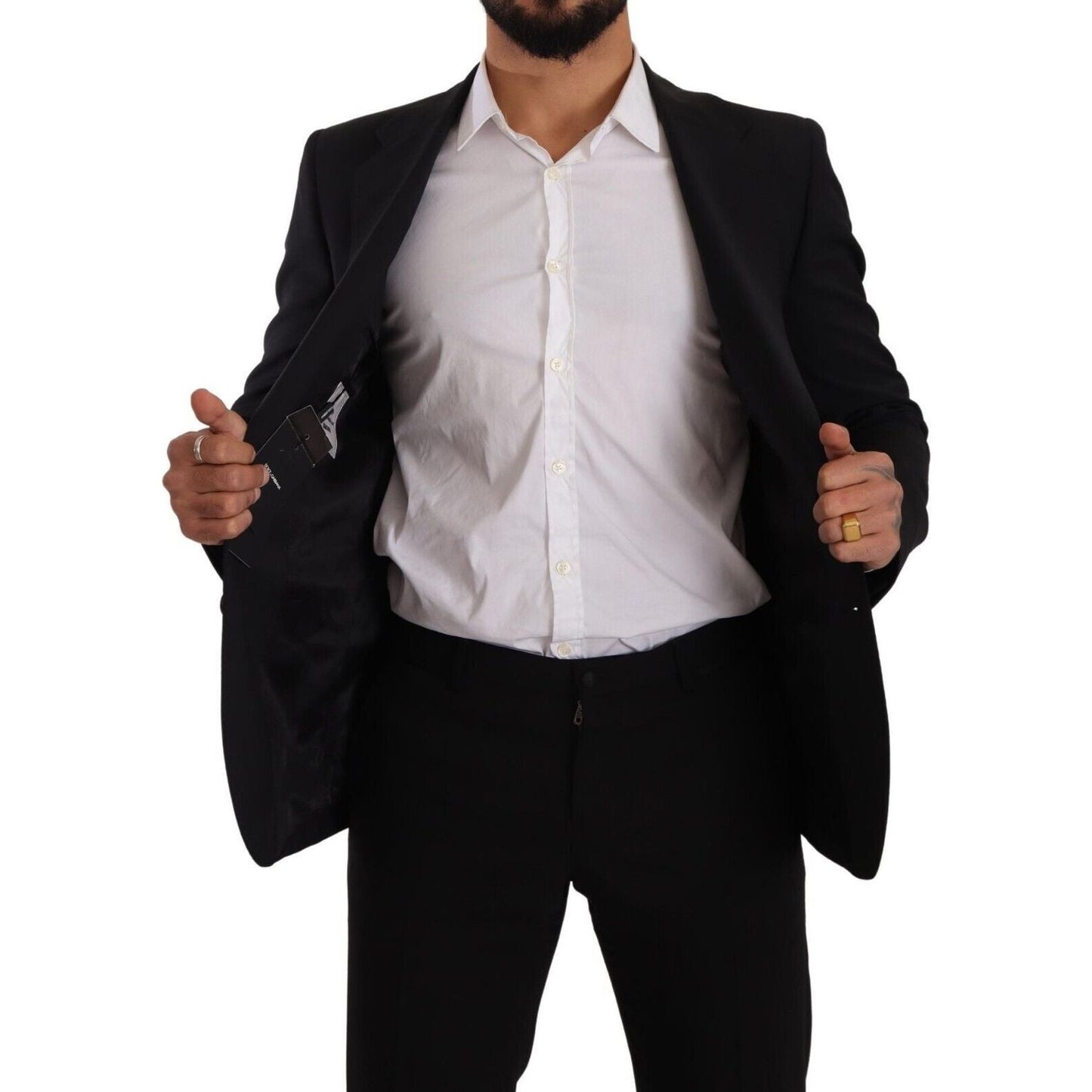 Dolce & Gabbana Elegant Black Martini Slim Fit Blazer and Vest Dolce & Gabbana Black
