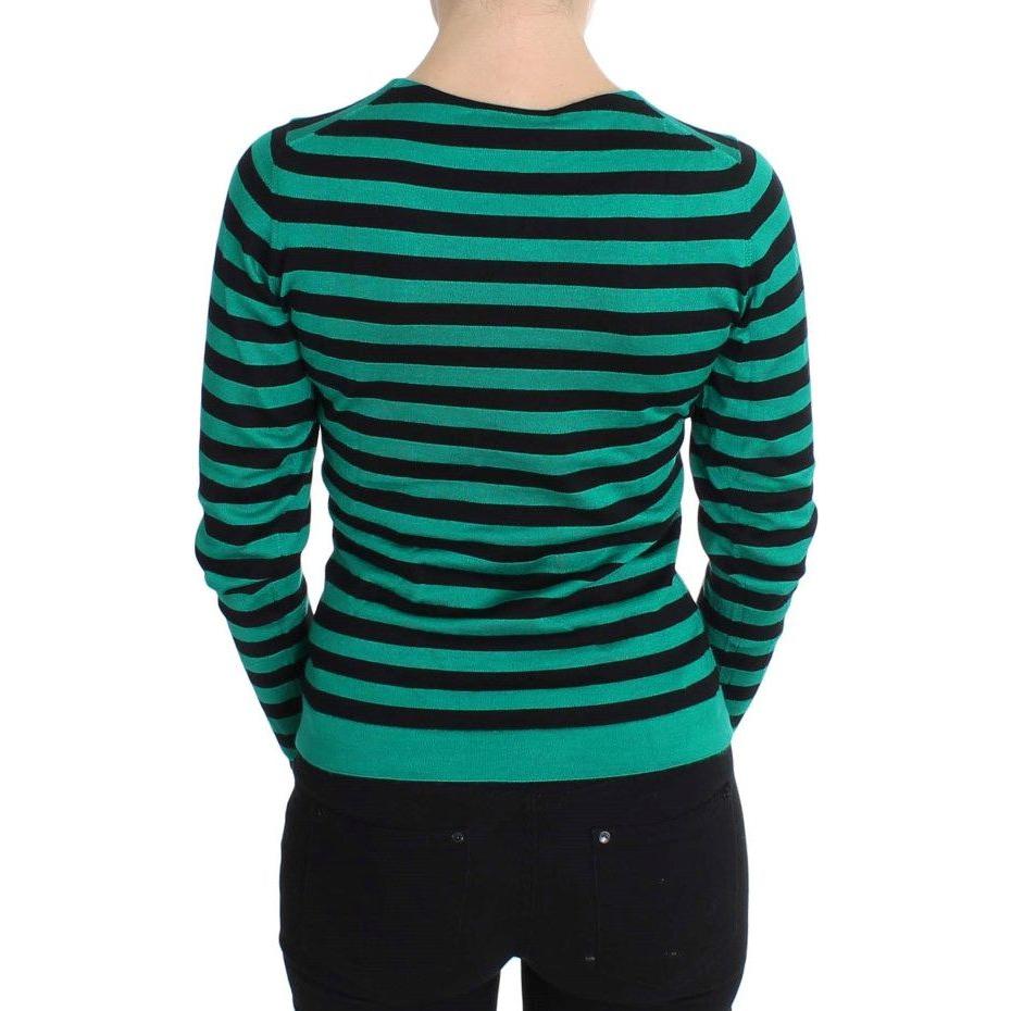 Dolce & Gabbana Elegant Striped Cashmere Silk Sweater Dolce & Gabbana Black