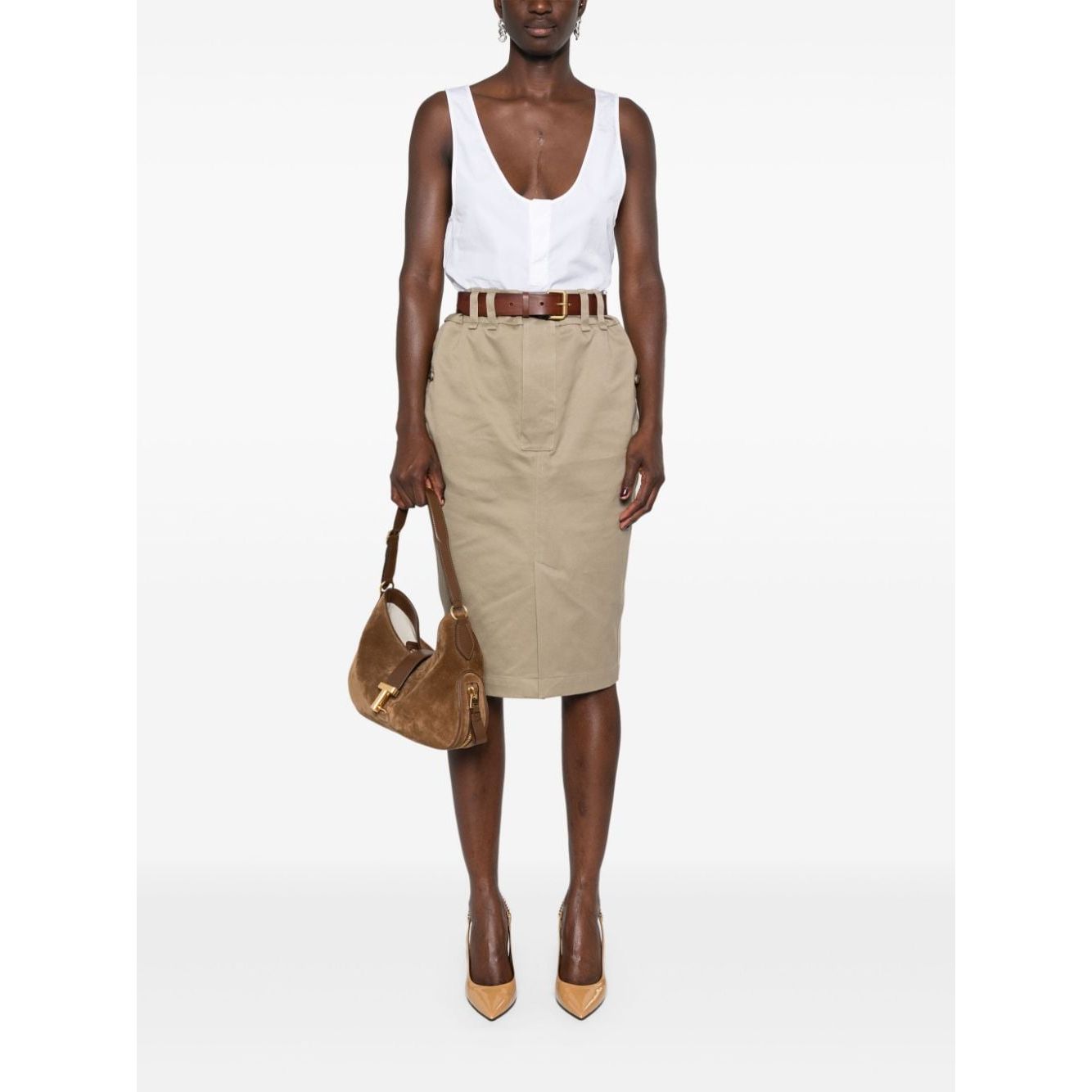 Saint Laurent Skirts Beige Skirts Saint Laurent White Smoke