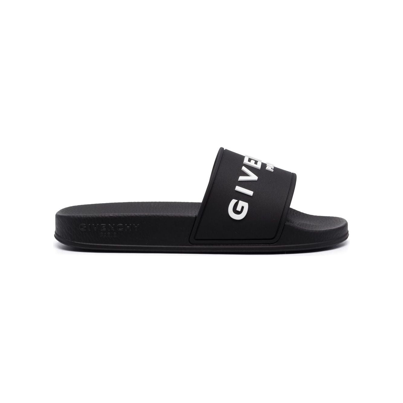 Givenchy embossed-logo flat slides Men Sandals Black Sandals Givenchy Dark Slate Gray