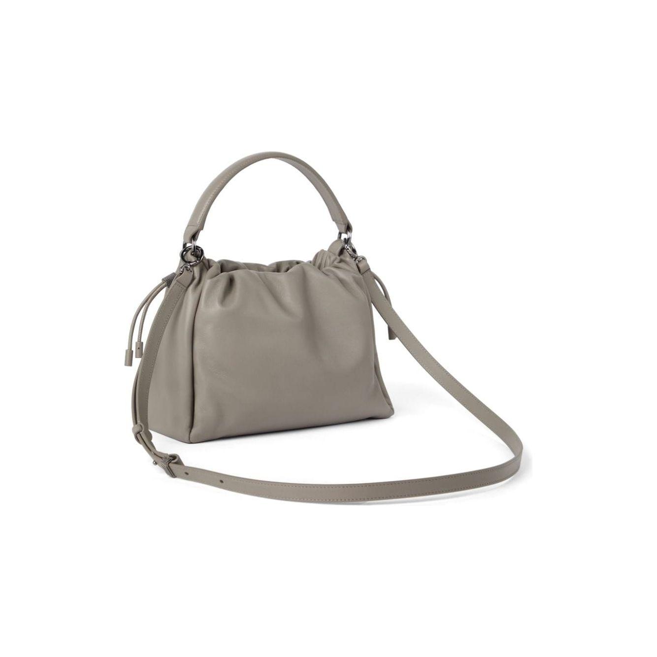 Brunello Cucinelli Small Mellow Leather Bucket Bag in Grey Handbag Brunello Cucinelli Slate Gray