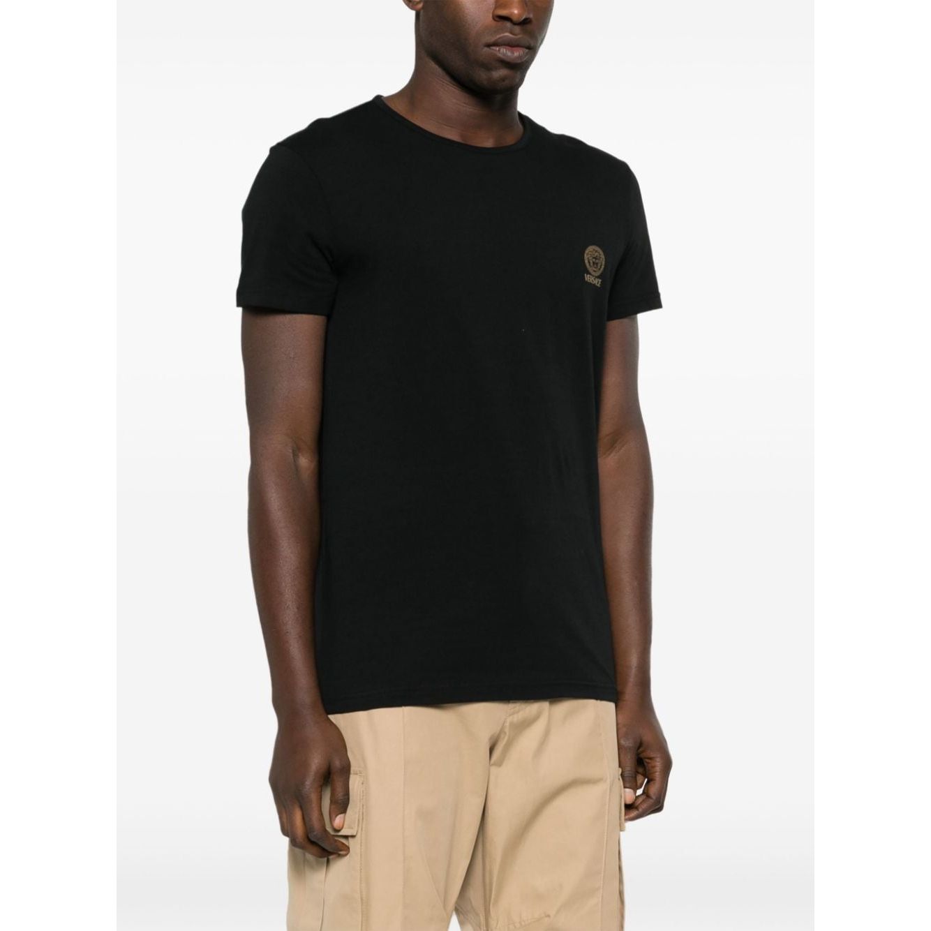 Versace Medusa T-shirt in Black Topwear Versace Beige