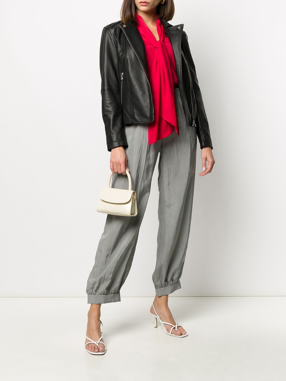 Emporio Armani Zip Up Biker Jacket Jackets Emporio Armani Beige
