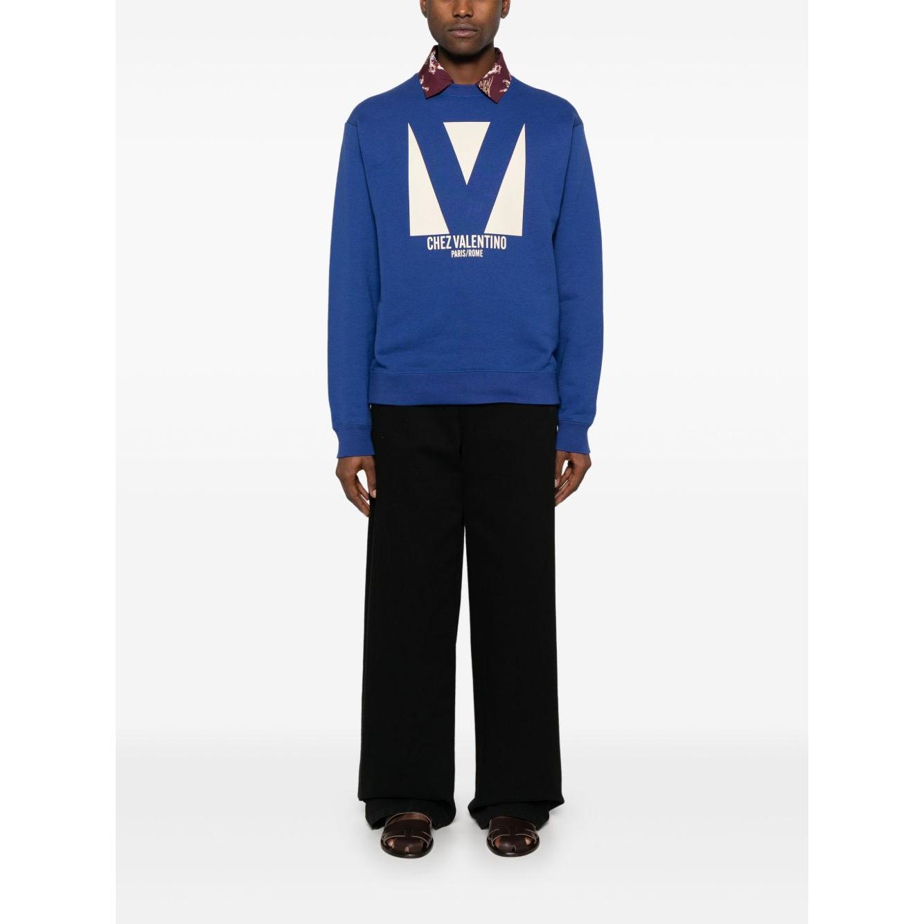 Valentino Chez Valentino Print Sweatshirt Topwear Valentino White Smoke