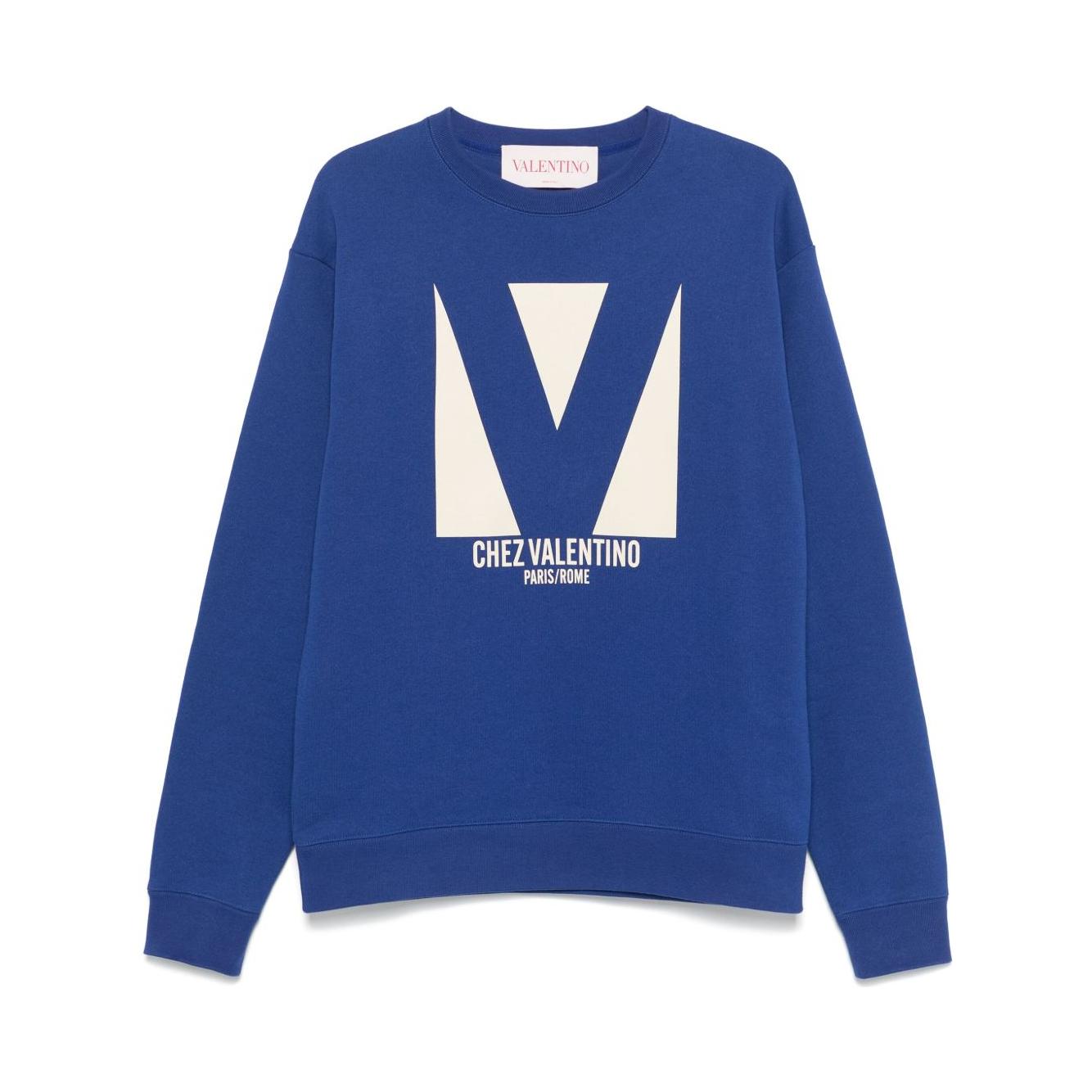 Valentino Chez Valentino Print Sweatshirt Topwear Valentino Dark Slate Blue