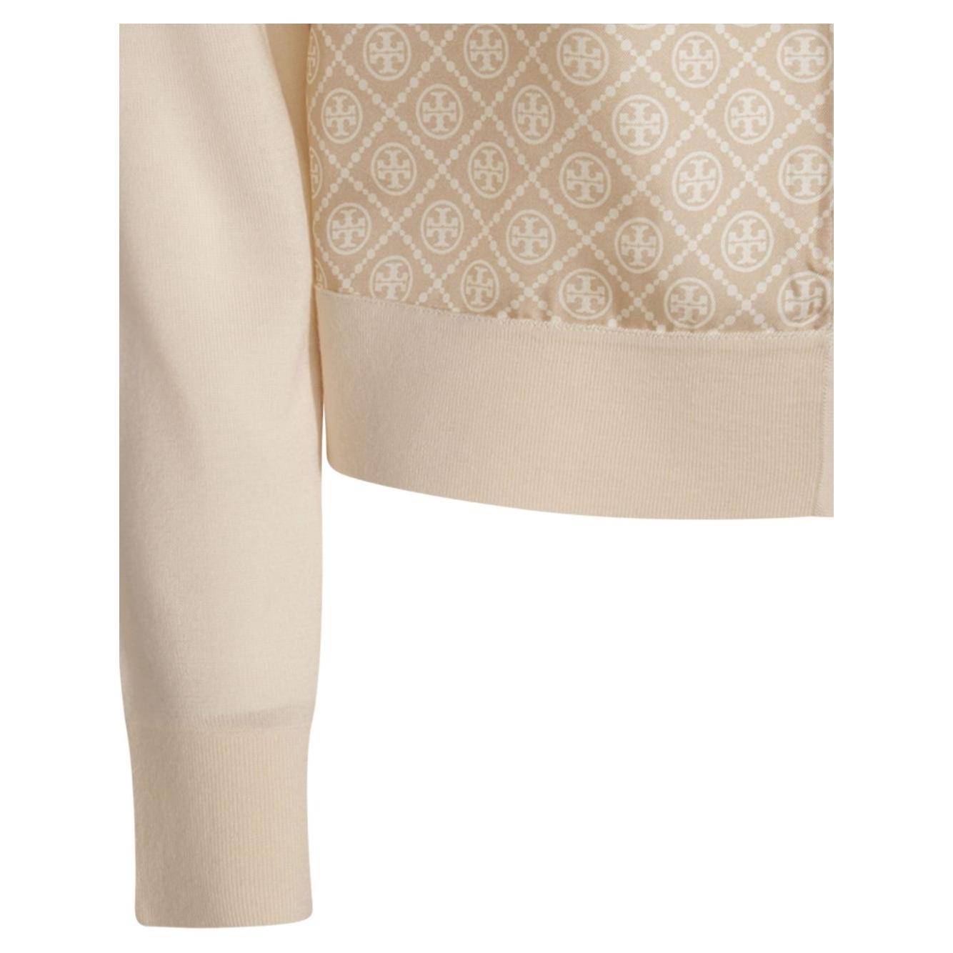 Tory Burch T-monogram silk cardigan Topwear Tory Burch Gray