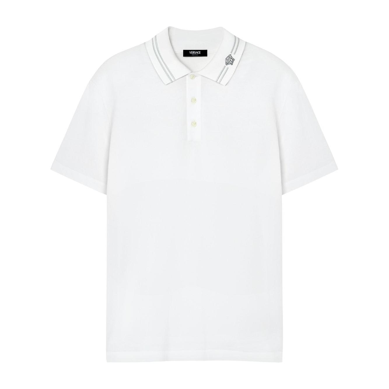 Versace Medusa embroidered polo Topwear Versace White Smoke