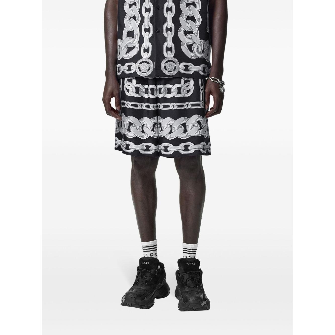 Versace Medusa Chains Silk Shorts Short trousers Versace Dark Slate Gray