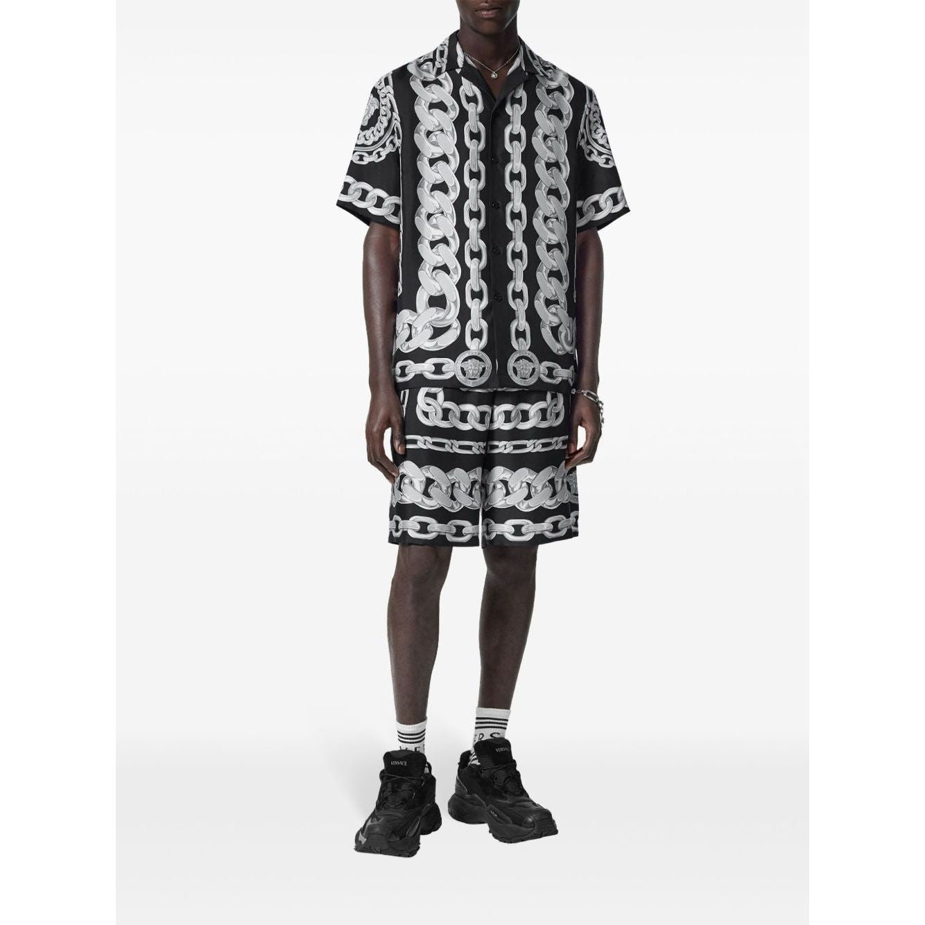 Versace Medusa Chains Silk Shorts Short trousers Versace Dark Slate Gray