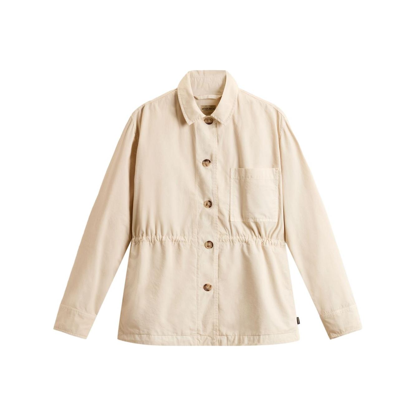 Woolrich Garment-Dyed Pure Cotton Overshirt beige
