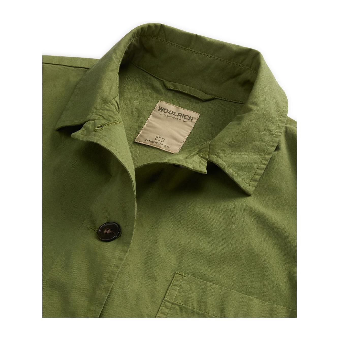 Woolrich Garment-Dyed Pure Cotton Overshirt green