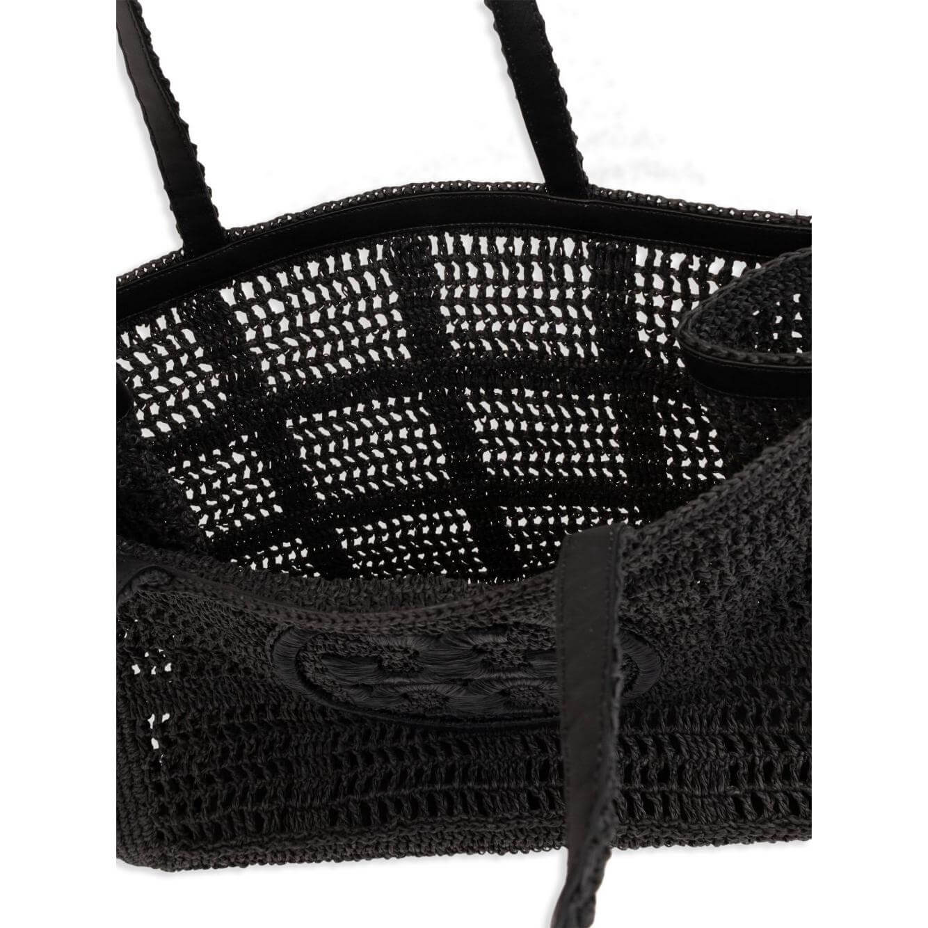 Tory Burch Large Ella Crochet Tote Bag Shopper Tory Burch Black