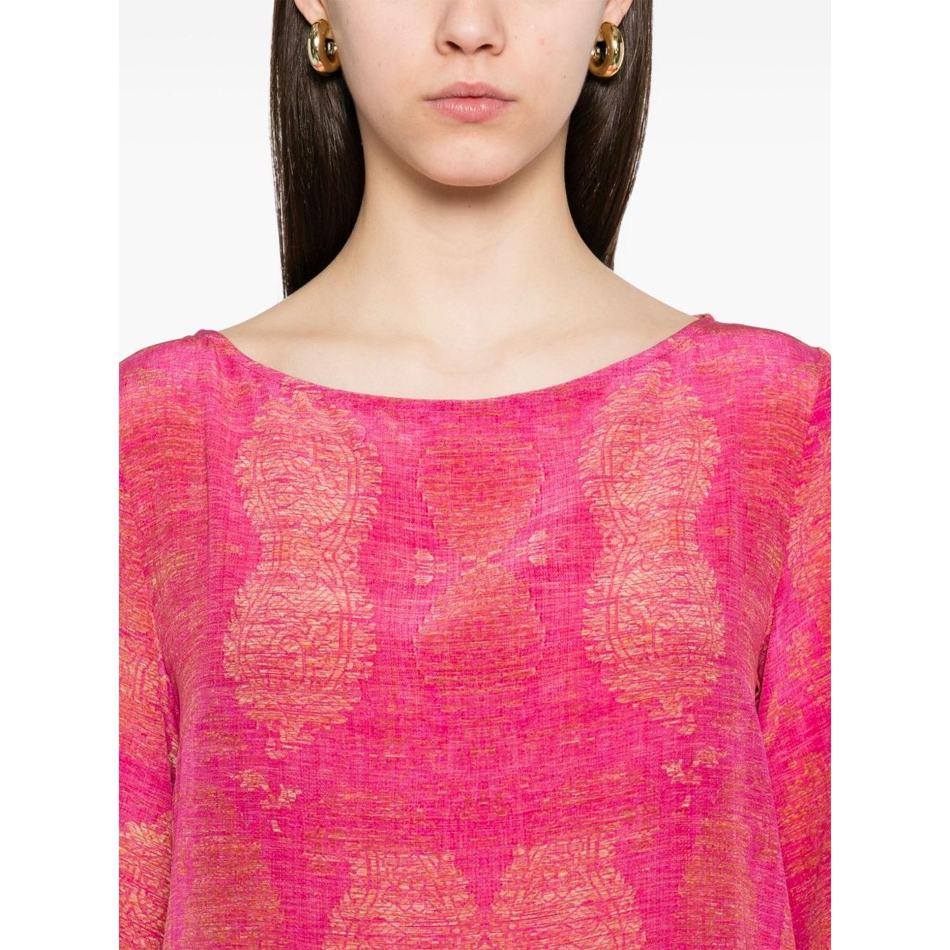 Pierre Louis Mascia Paisley print TRAPEZIO Dress Silk Dresses Pierre Louis Mascia Pale Violet Red