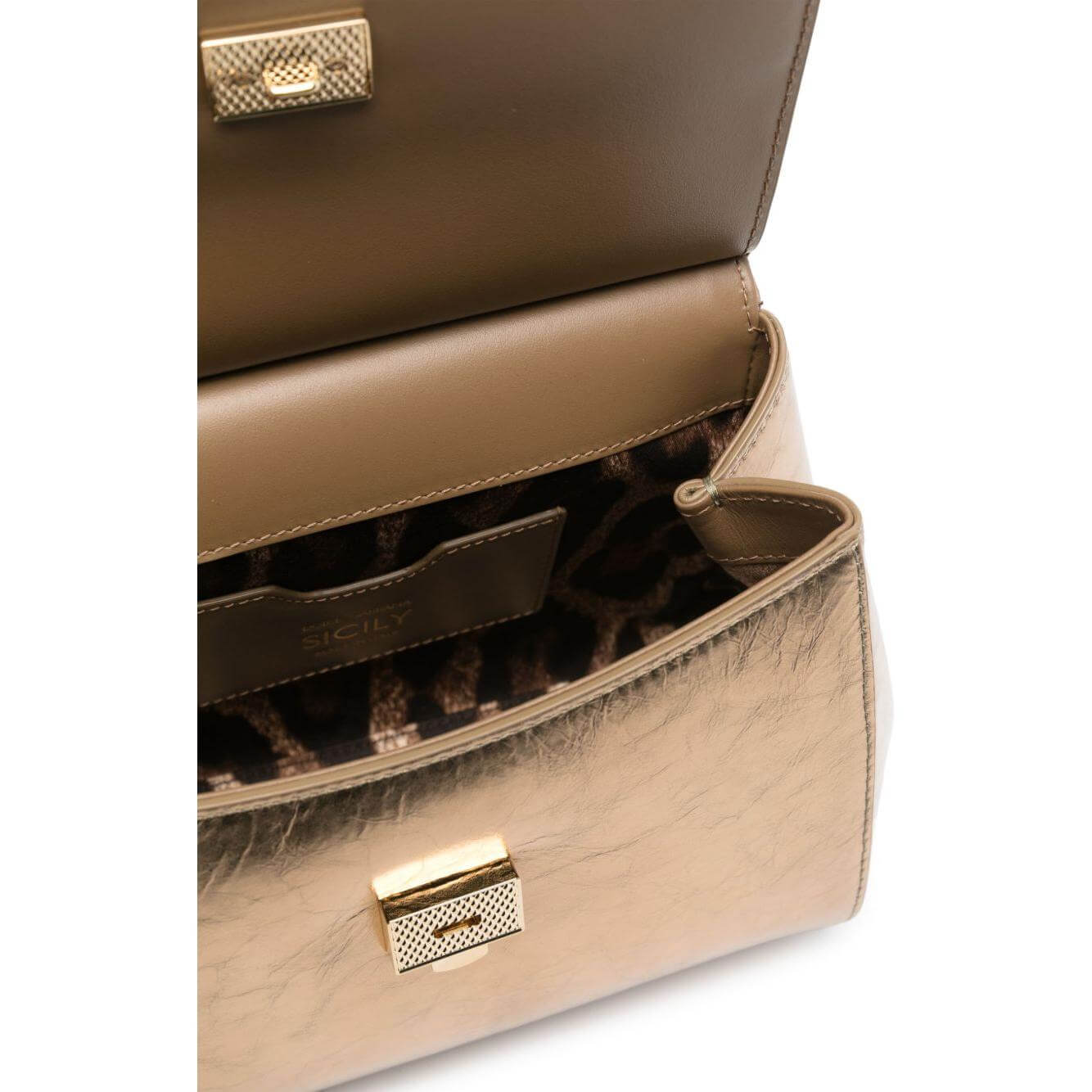 Dolce & Gabbana Sicily metallic leather tote bag Handbag Dolce & Gabbana Dark Olive Green