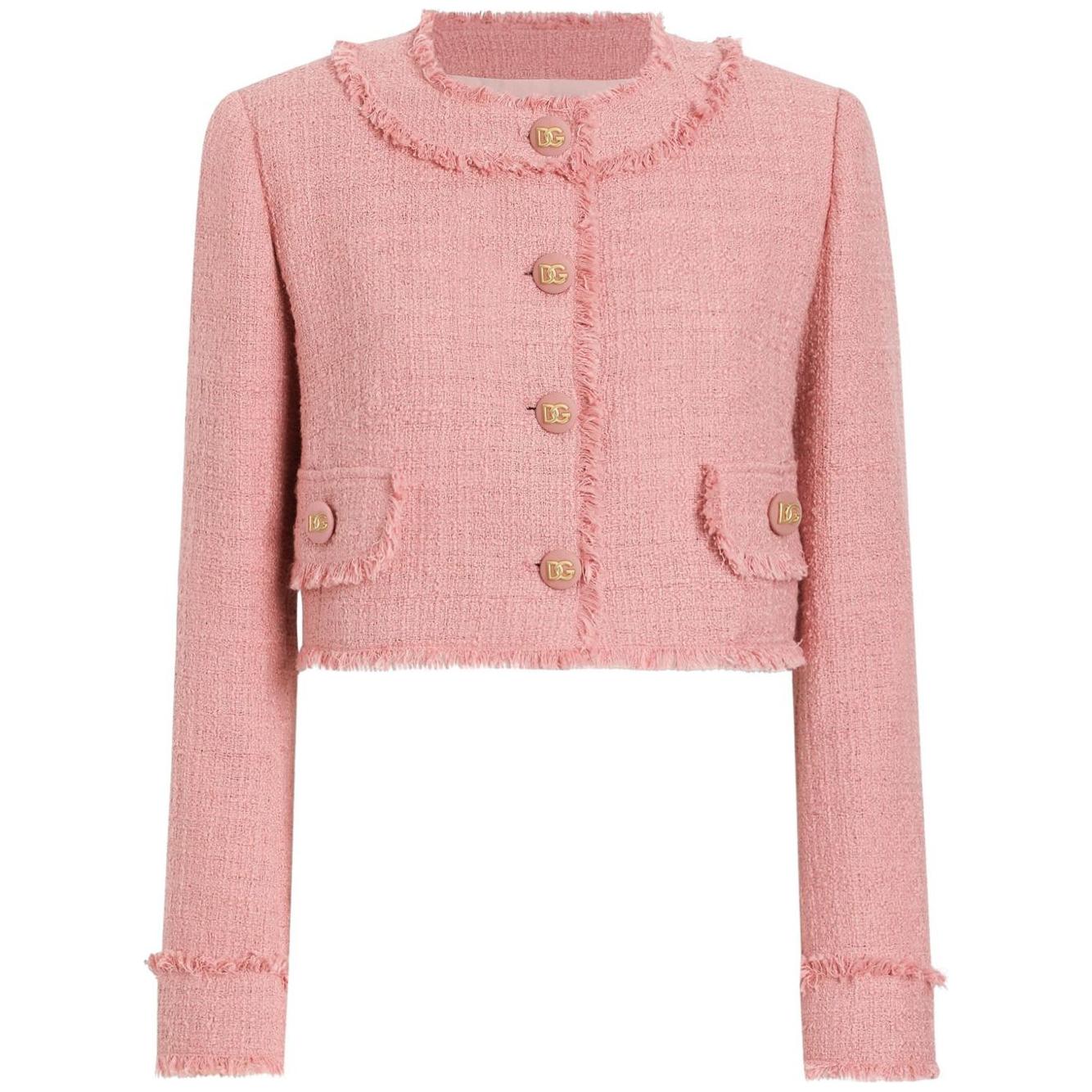 Dolce & Gabbana Short raschel tweed jacket in Pink