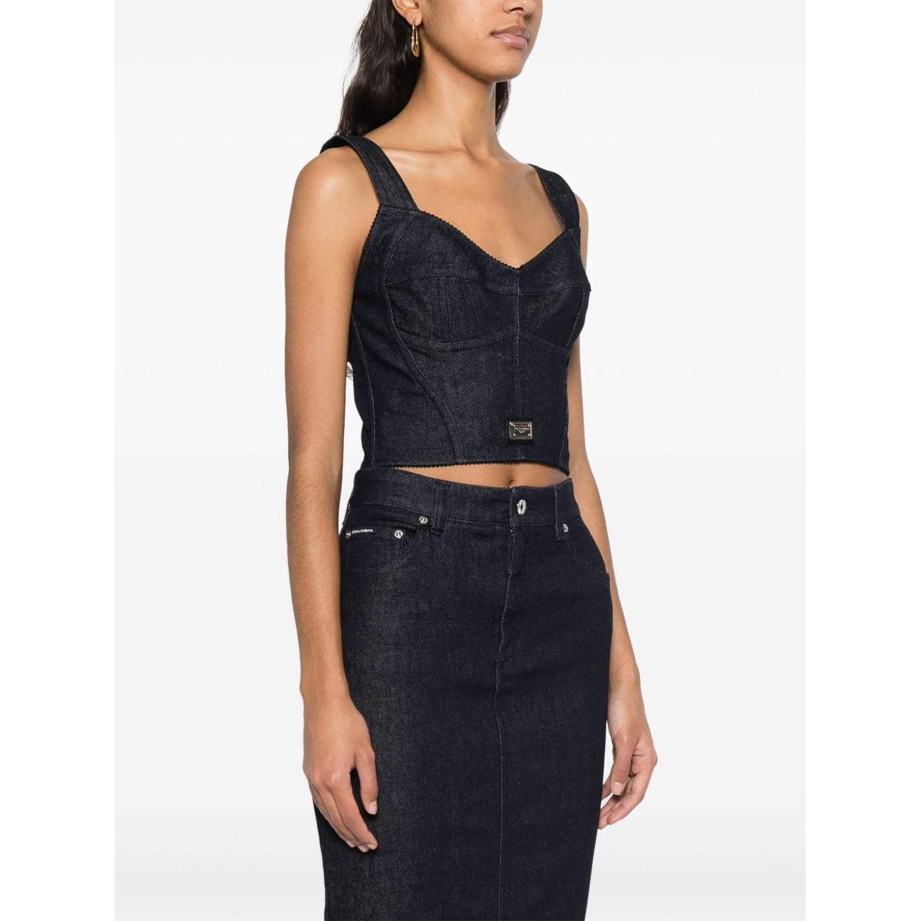Dolce & Gabbana denim corset top Topwear Dolce & Gabbana White Smoke