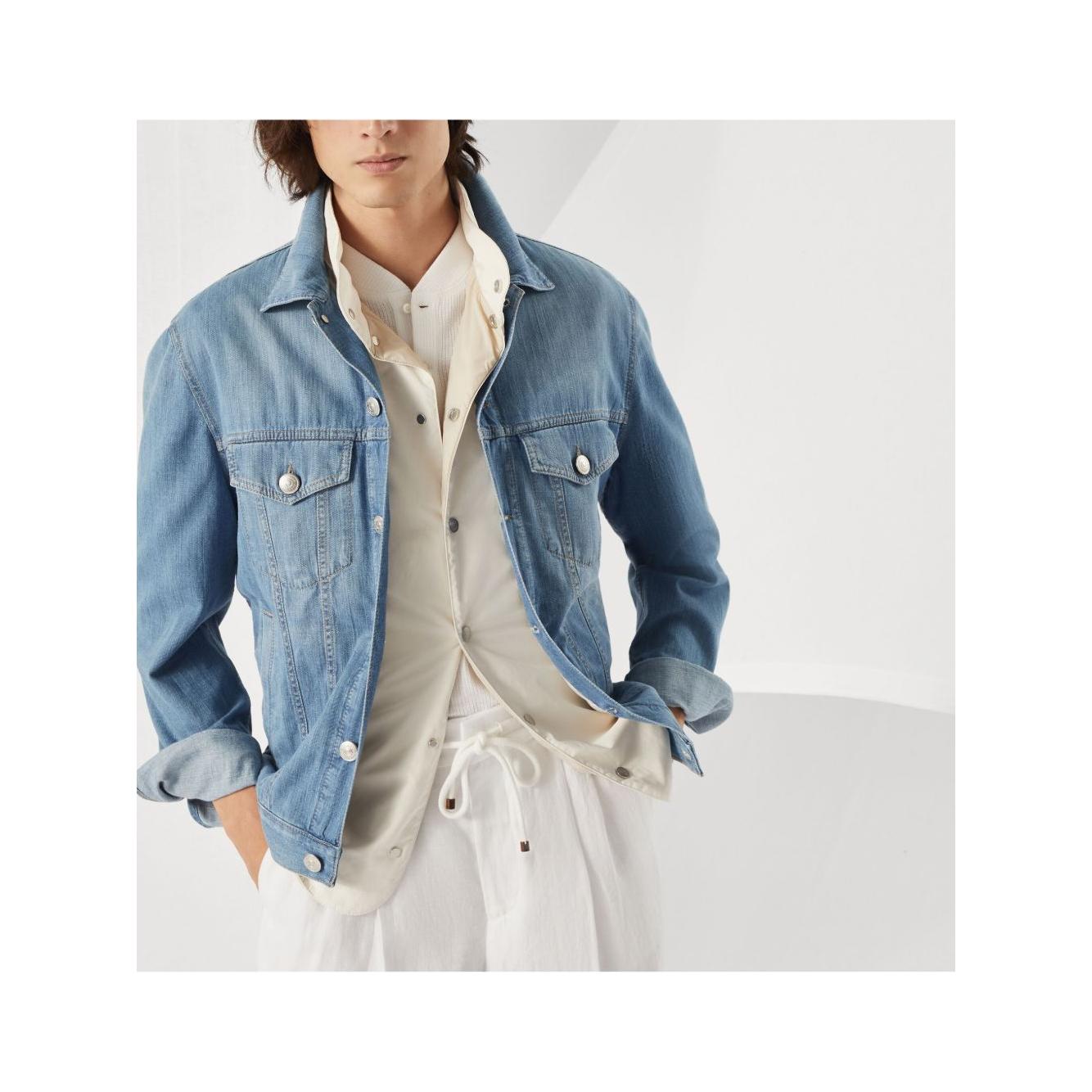 Brunello Cucinelli Coats Clear Blue Jackets Brunello Cucinelli Light Gray