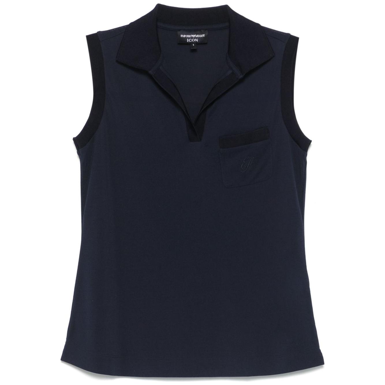 Emporio Armani Icon micro piquet crepe jersey top Topwear Emporio Armani Dark Slate Gray