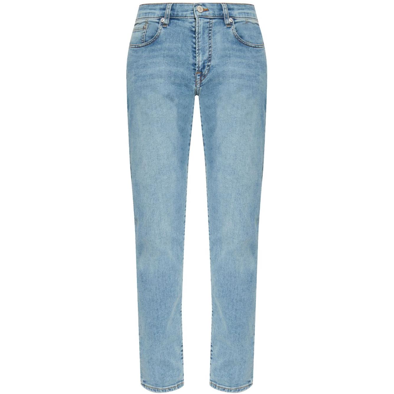 PS By Paul Smith clear blue jeans, tapered fit, front button fastening with belt loops and five pockets, true to size.